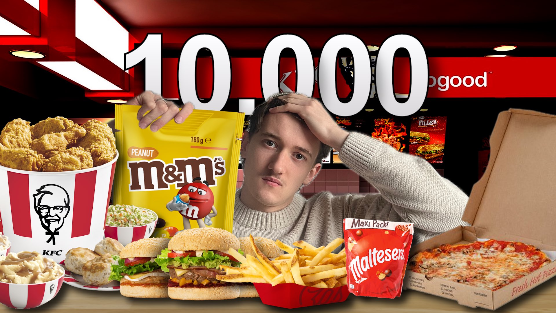 Vlog 8 Thumbnail - Ik eet 10.000 calorieën binnen 24 uur!